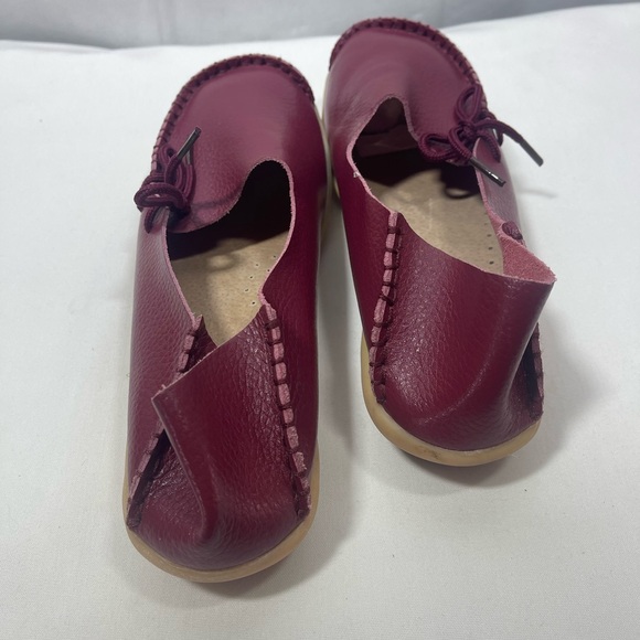 Burgundy Leather Slip-On Moccasins - Picture 4 of 6